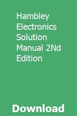 electronics 2nd edition hambley pdf to excel